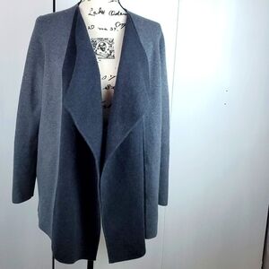 Nordstrom- Black/Gray Open Cardigan Overcoat 100% Cashmere Cozy Soft Sz.S/M
